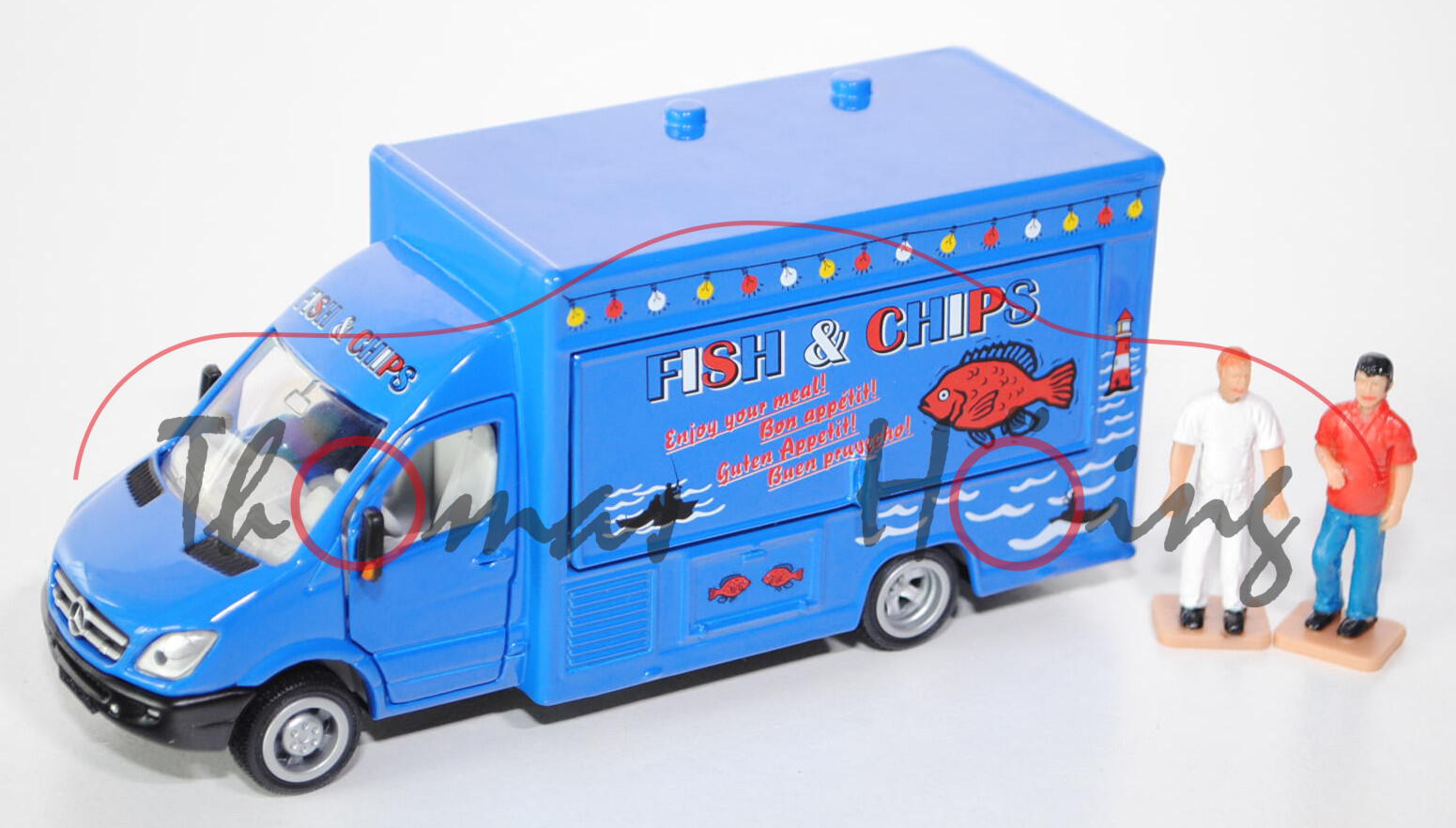 00002 Mercedes-Benz Sprinter II (Mod. 06-09) Verkaufswagen, blau, FISH & CHIPS, SIKU, 1:50, L17mpK