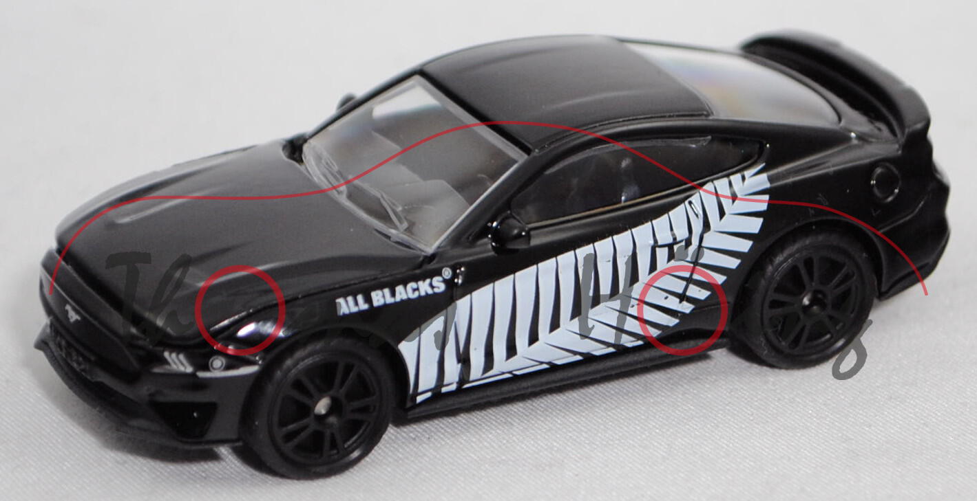 80401 NZ All Blacks Ford Mustang GT Fastback (Modell 2017-), schwarz, SIKU, 1:62, Werbeblister