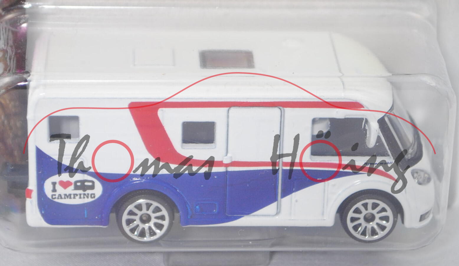 Hymermobil Exsis-i 588 (Mod. 18-) (Nr. 278A) Wohnmobil, weiß/rot/blau, majorette, 1:68, Blister