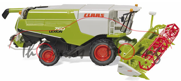 Claas Lexion 760 Mähdrescher (Mod. 16-) mit VARIO 1050 Getreidevorsatz, claasgrün, Wiking, 1:87, mb