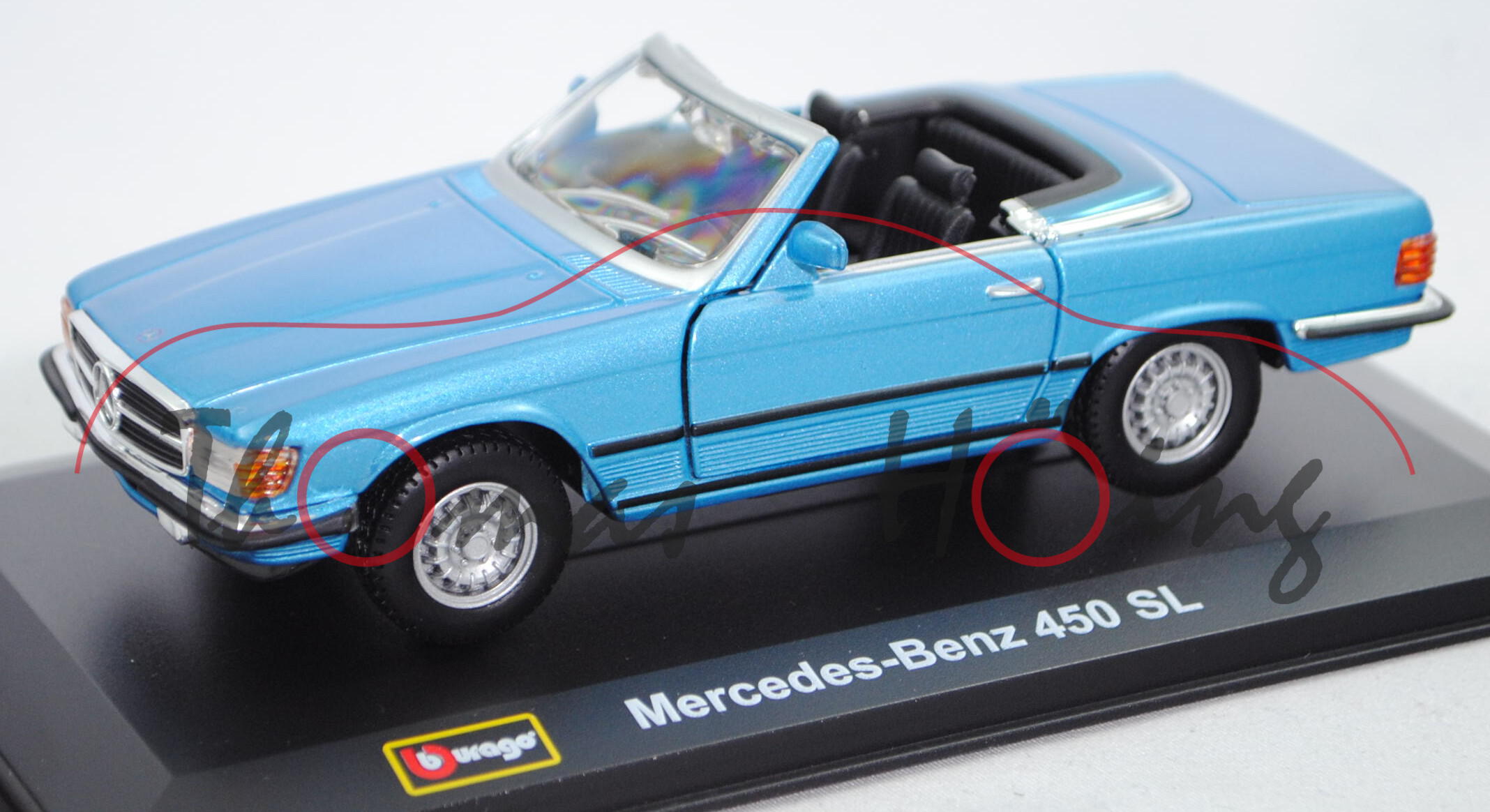 Mercedes-Benz 450 SL Roadster, (BR R 107, Mod. 71-80), blaumet., Bburago Street Classics, 1:32, mb