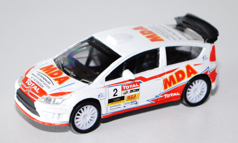 Citroen C4 WRC, reinweiß, TOTAL / MDA, Nr. 2, Rallye de Charbonnières, 1:50, Norev RACING, mb