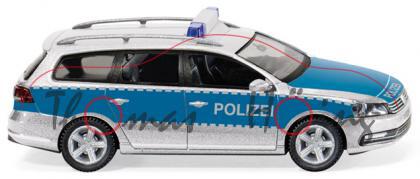 Polizei - VW Passat Variant, Typ B7, silber/blau, Wiking, 1:87, mb