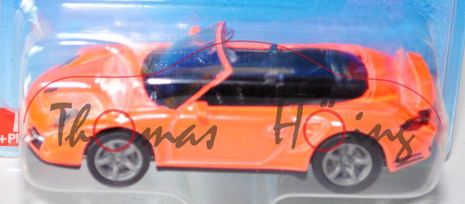 00005 Porsche 911 Turbo Cabriolet (6. Gen., Typ 997.1, Modell 07-09), leuchtorange, SIKU, 1:55, P29d