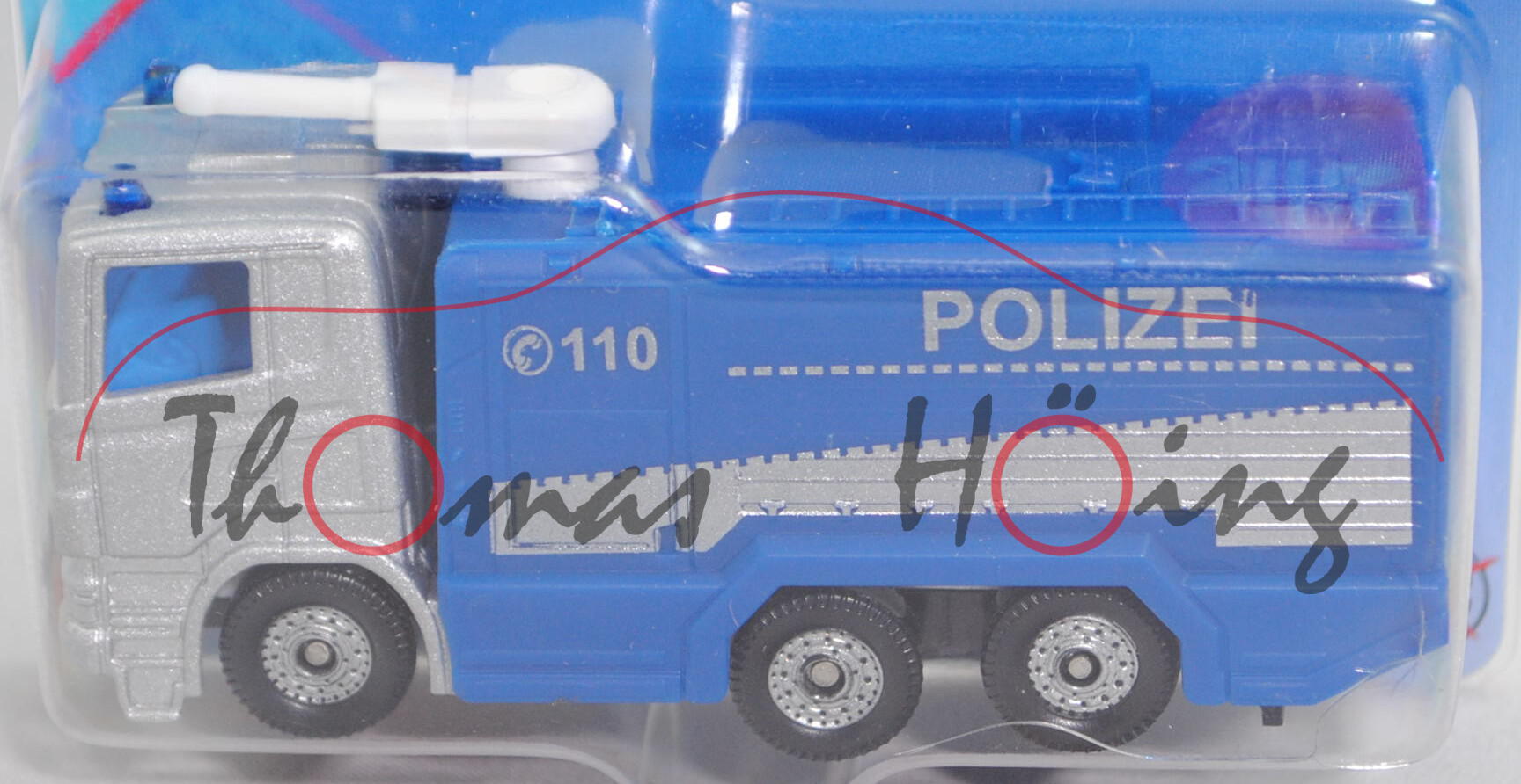 00000 Scania R380 (CR16, Modell 04-09) Polizei Wasserwerfer, silber/blau, C 110 POLIZEI  SIKU, P29e