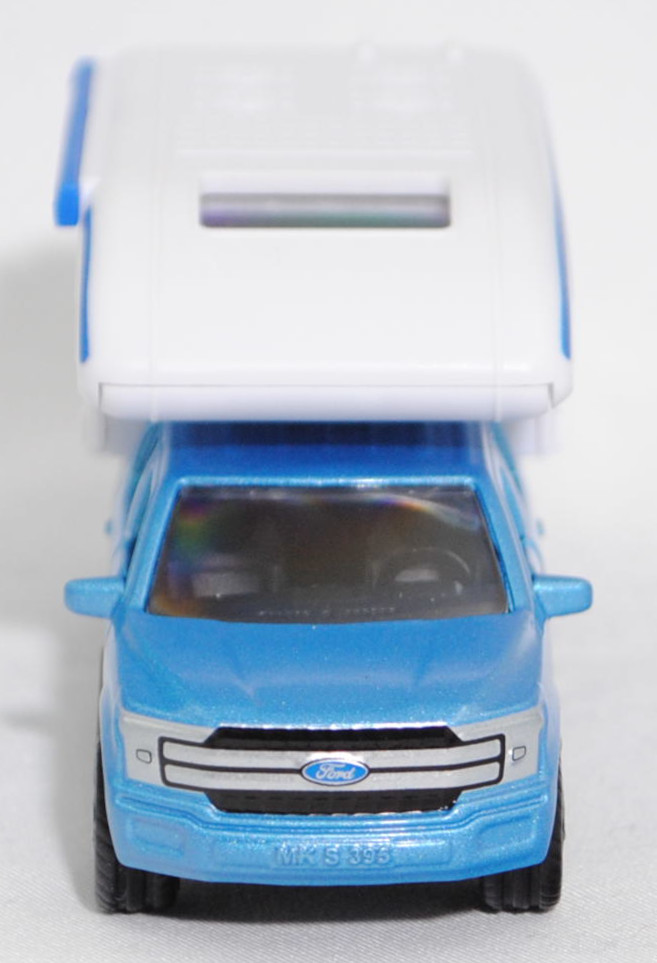 00000 Ford F-150 LARIAT STANDARD V8 SuperCrew mit 5,5 Ft Ladefläche (P552, Modell 2018-2020) mit Pick-Up-Wohnkabine, hell-brillantblaumetallic, SIKU SUPER, 1:71, P29f