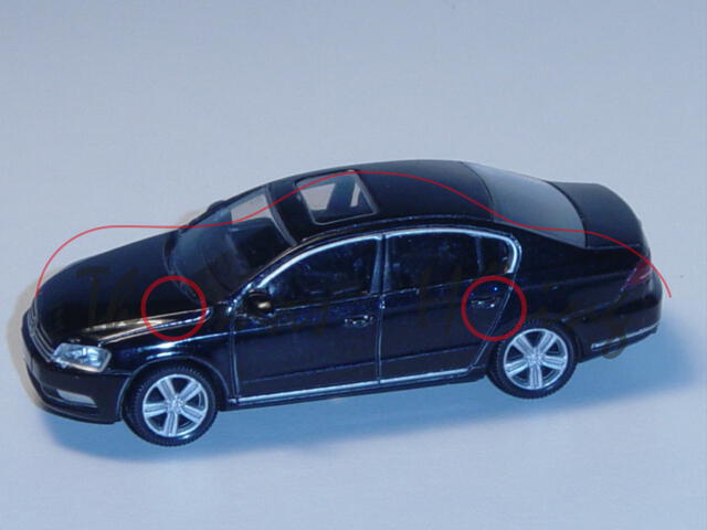 VW Passat Limousine (B7, Typ 3C), Modell 2010-, deep black perleffekt, 1:50, Norev, Werbeschachtel