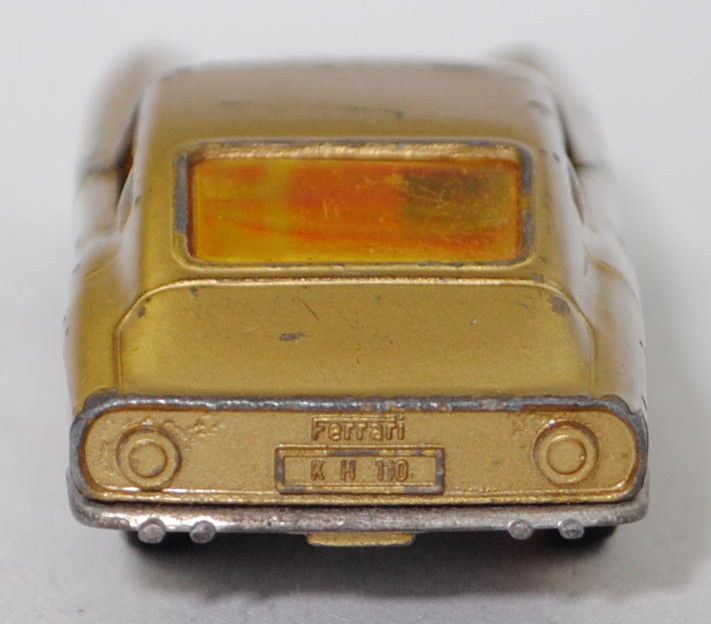 00002 Ferrari Berlinetta 275 GTB (Tipo 563, 2. Serie, Long Nose / Lange Nase, Modell 1965-1966), goldmetallic, transparente Frontscheinwerfer, Bpr. V 269, Germ, R10 reinweiß, SIKU SUPER, 1:56, vsc, Bpr. V 269, Germ, R10 reinwei
