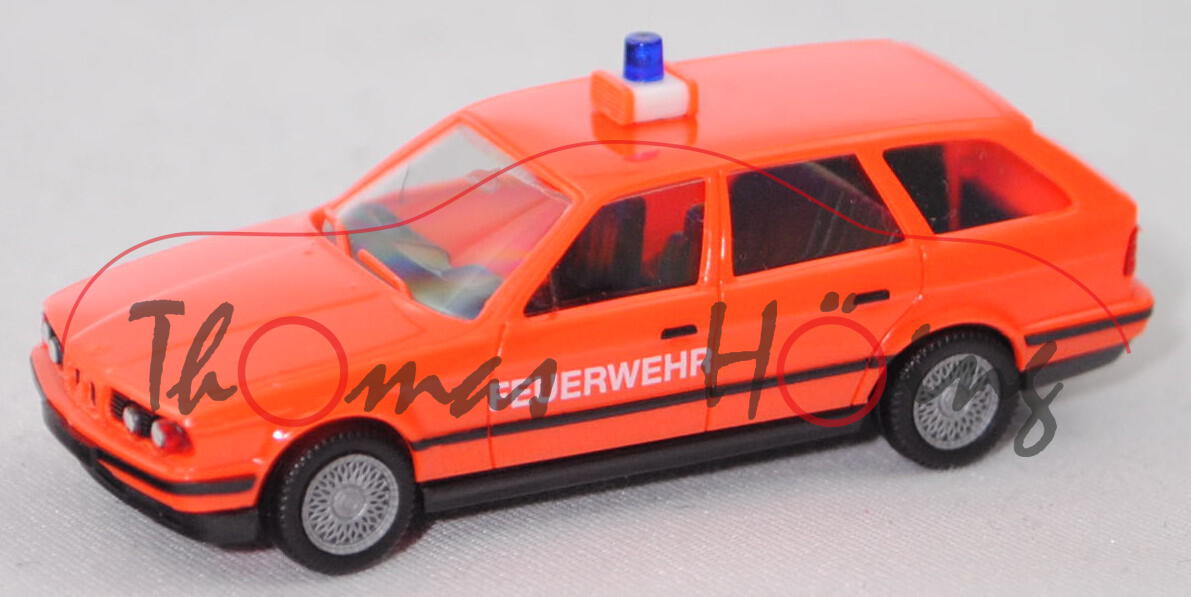 BMW 525i Touring (Baureihe E34, Facelift 1991, Mod. 91-92) Feuerwehr, leuchthellrot, Herpa, 1:87, mb