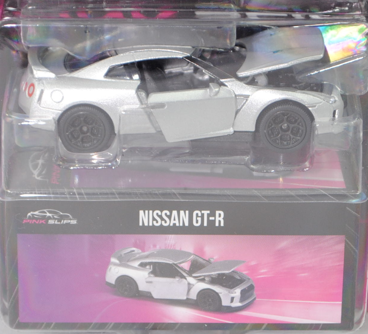 Nissan GT-R (Typ R35 Mk4, Mod. 2016-2019), silbergraumetallic, Jada TOYS by majorette, 1:61, Blister