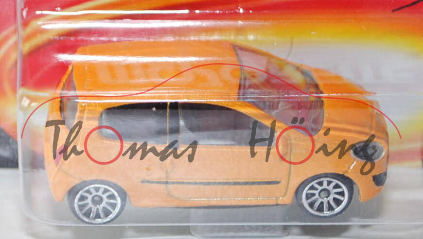 Renault Twingo II, (Nr. 206 B), Modell 2007-2012, dahliengelbmetallic, majorette, 1:64, Blister