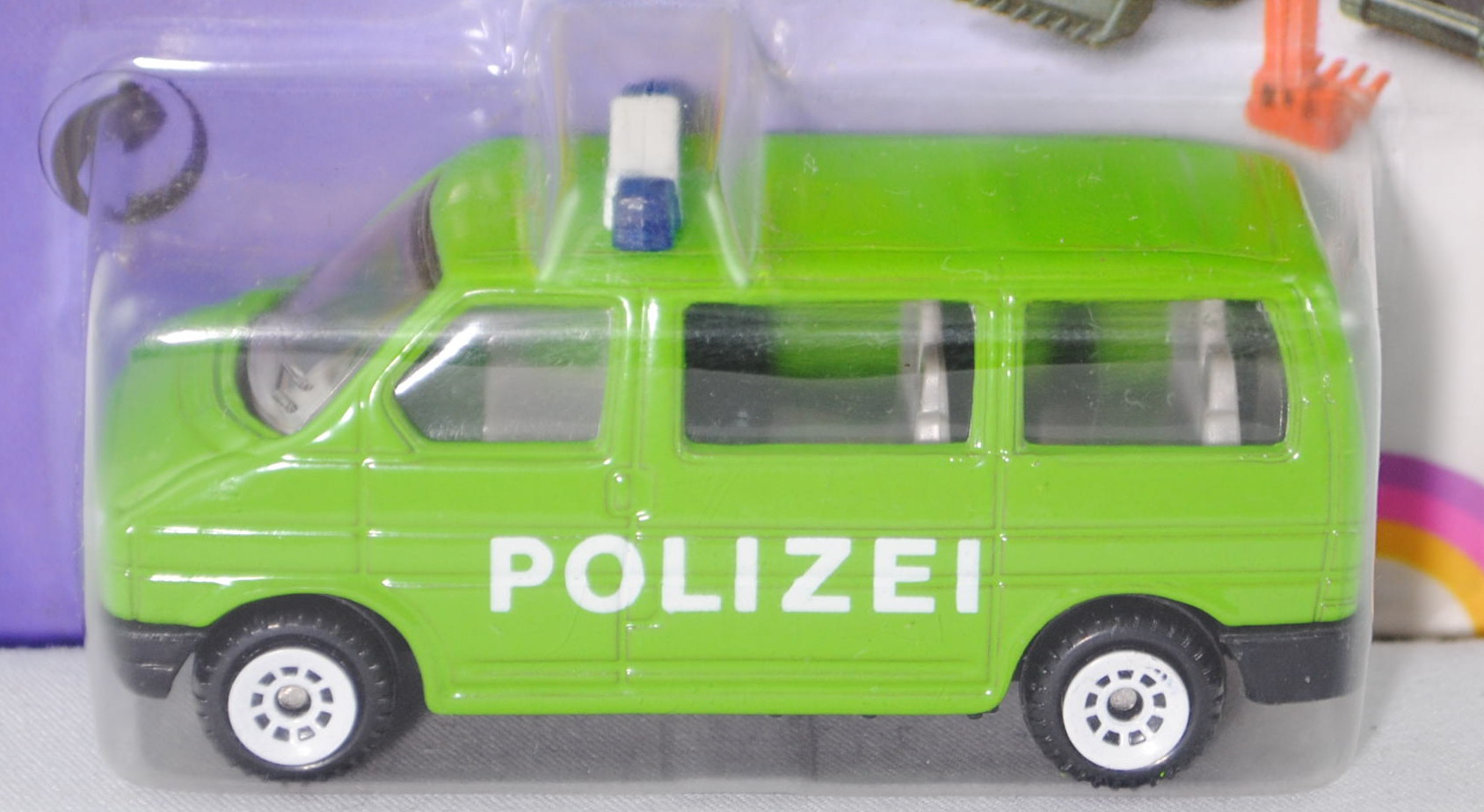 VW T4 Caravelle (Modell 1990-1995) Polizei-Mannschaftswagen, gelbgrün, innen lichtgrau, Lenkrad inte