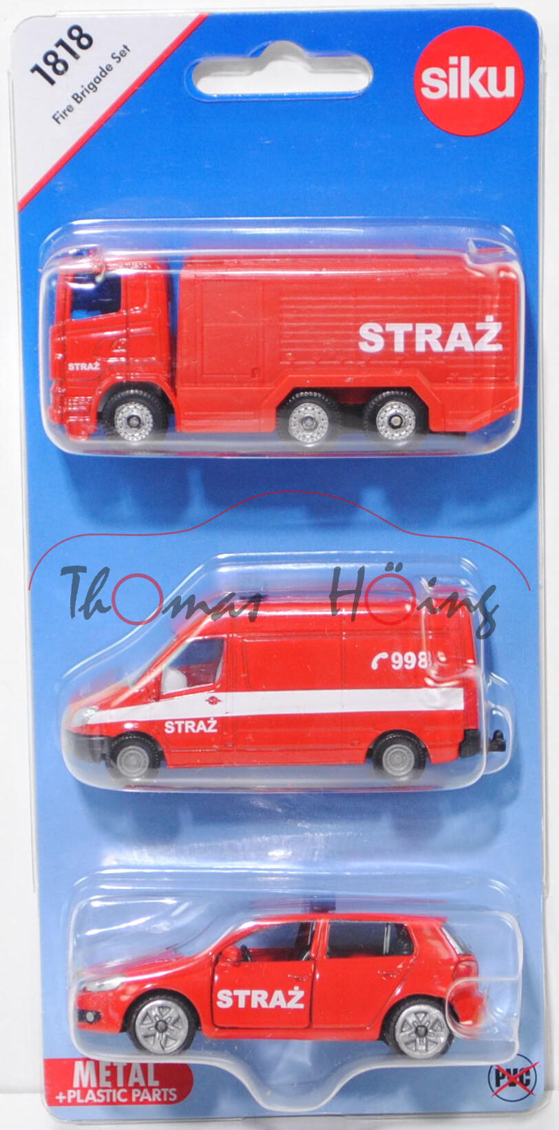 06000 PL Fire Brigade Set, mit: Scania R380 + Mercedes-Benz Sprinter II + VW Golf VI, STRAZ, P29e