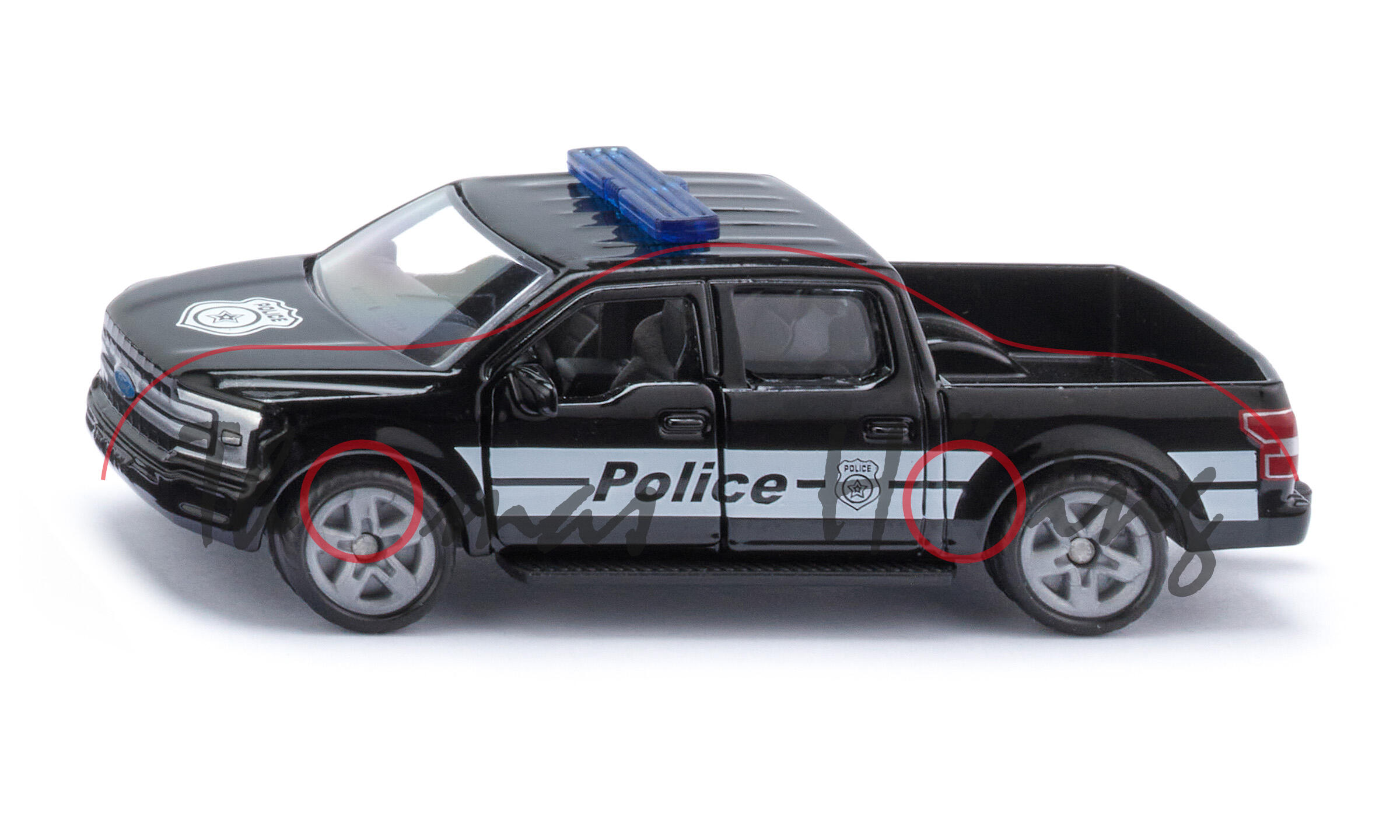 00000 Ford F-150 LARIAT STANDARD V8 SuperCrew (13. Gen., P552, Mod. 18-20) US-Police, schwarz, Police, SIKU, 1:71, P29e