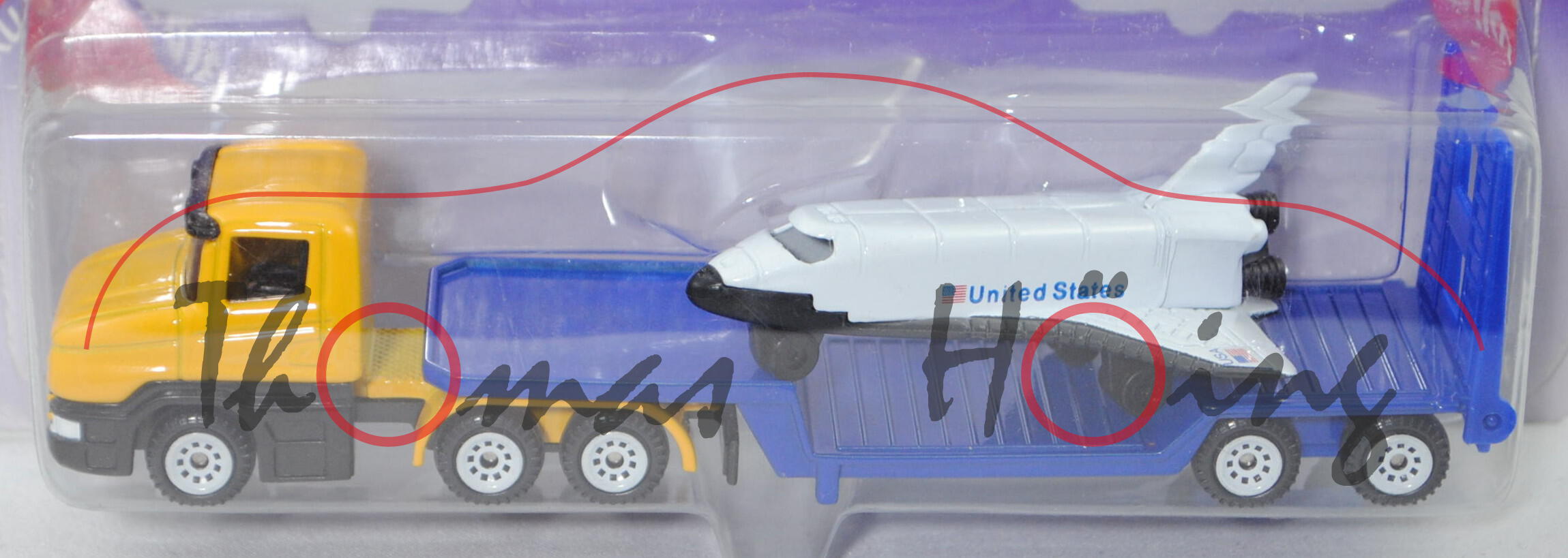 00001 Scania CT14 (Serie 4, T-Fahrerhaus, Basis, Mod. 95-04) Tieflader mit NASA Space Shuttle, P26