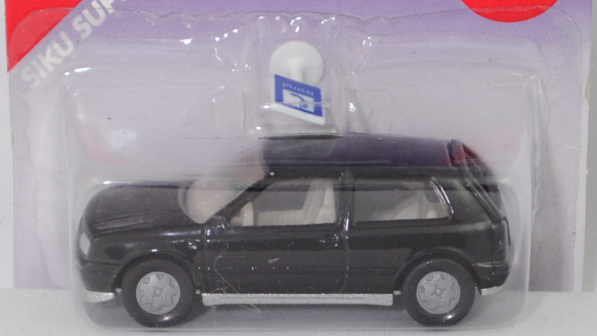 00004 VW Golf III 1.8 GL (Typ 1H, Vorfacelift, Modell 1991-1994), schwarz, innen grau, Lenkrad grau, Chassis silber, Hong, Bpr. 1010 / 0842, SIKU SUPER, 1:56, P27