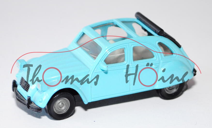 Citroen 2 CV 6, Modell 1975-1990, hell-lichtblau, innen lichtgrau, Lenkrad schwarz, Bpr. 1032/1089