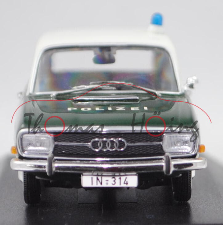 Audi 60 Variant (Typ F103, Modell 1968-1972) Polizei Ingolstadt, weiß/grün, Minichamps, 1:43, PC-Box