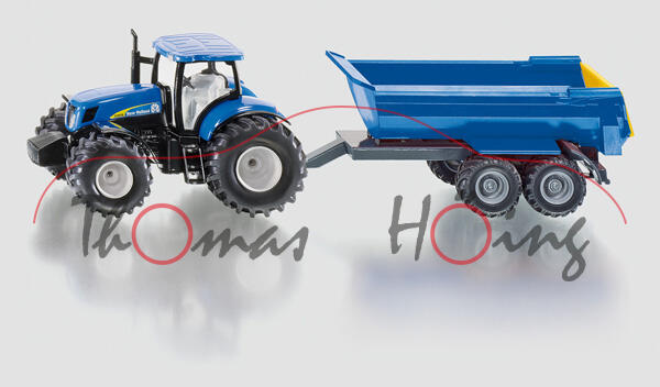 00700 New Holland 7070 mit Halfepipe-Muldenkipper, himmelblau/schwarz, New Holland 7070, 1:50, L17mp