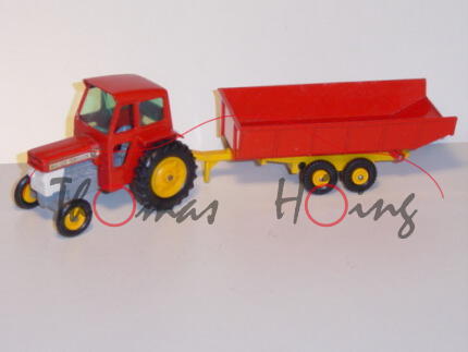 Massey Ferguson 55 Tractor & Trailer, rot/grau/chromgelb, Matchbox King Size, mb