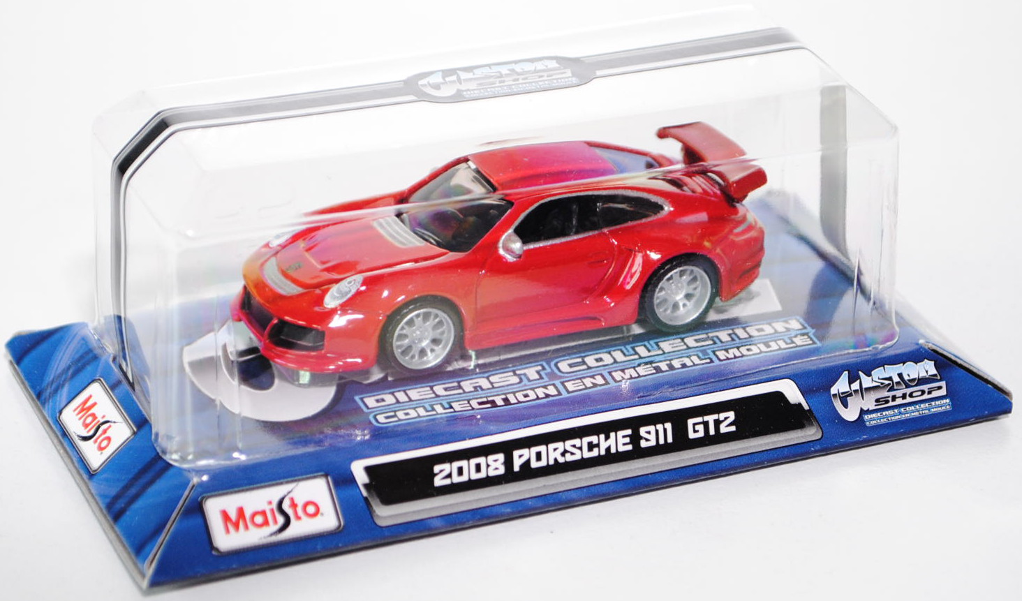 Porsche 911 GT2 (Typ 997), Modell 2007-2010, karminrot, innen schwarz, Maisto (Custom Shop), 1:64 (G