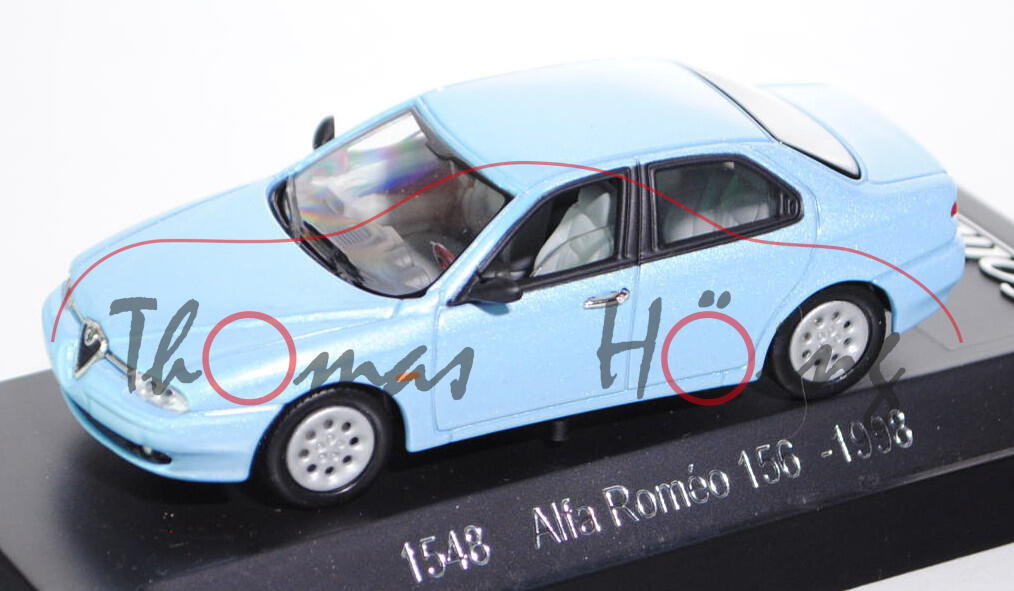 Alfa Romeo 156, Modell 1997-2003, hellblaumetallic, solido, 1:43, PC-Box