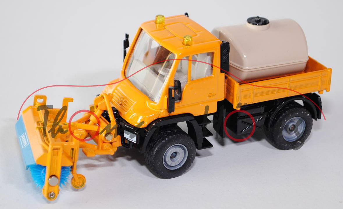 Unimog U 400 mit Vorbaukehrmaschine, melonengelb/schwarz, SCHMIDT, LKW16, 1:55, L17P