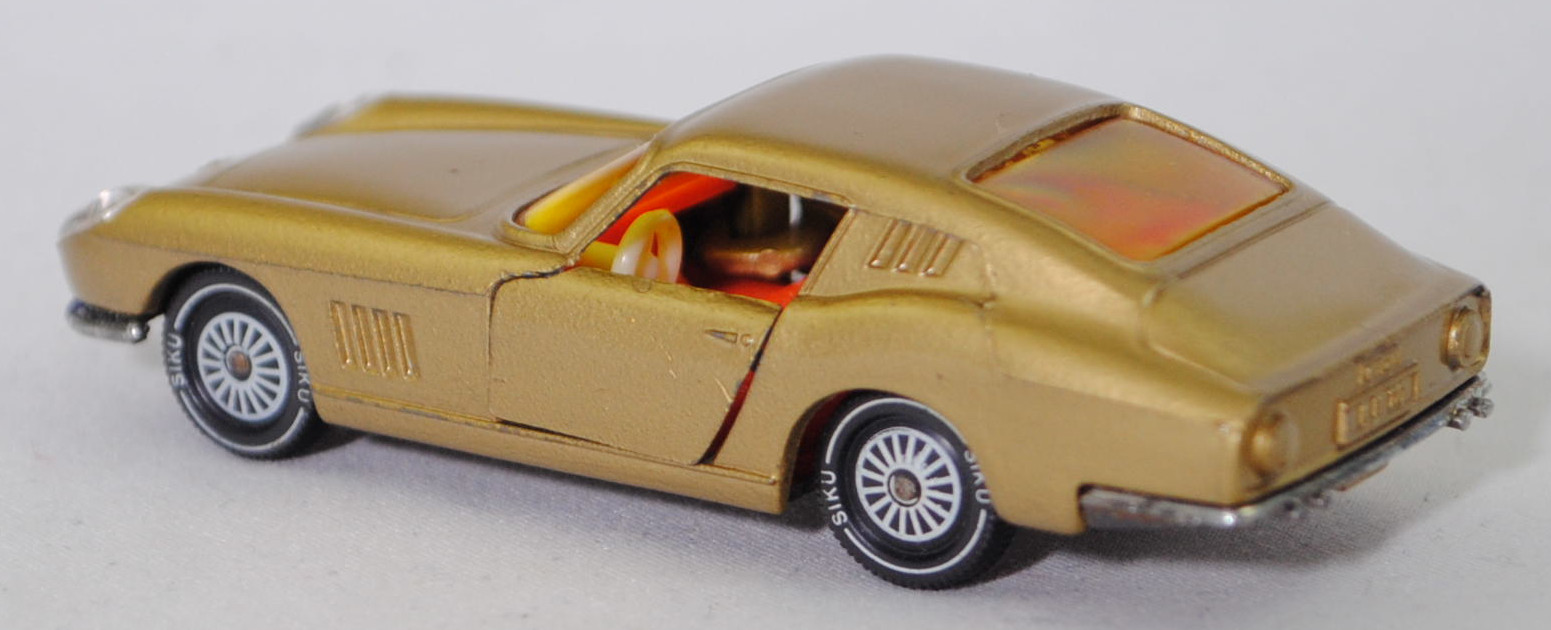 00004 Ferrari Berlinetta 275 GTB (Tipo 563, 2. Serie, Long Nose / Lange Nase, Modell 1965-1966), goldmetallic, transparente Frontscheinwerfer, Bpr. 1012, W-Germ, R11, SIKU SUPER, 1:56, m