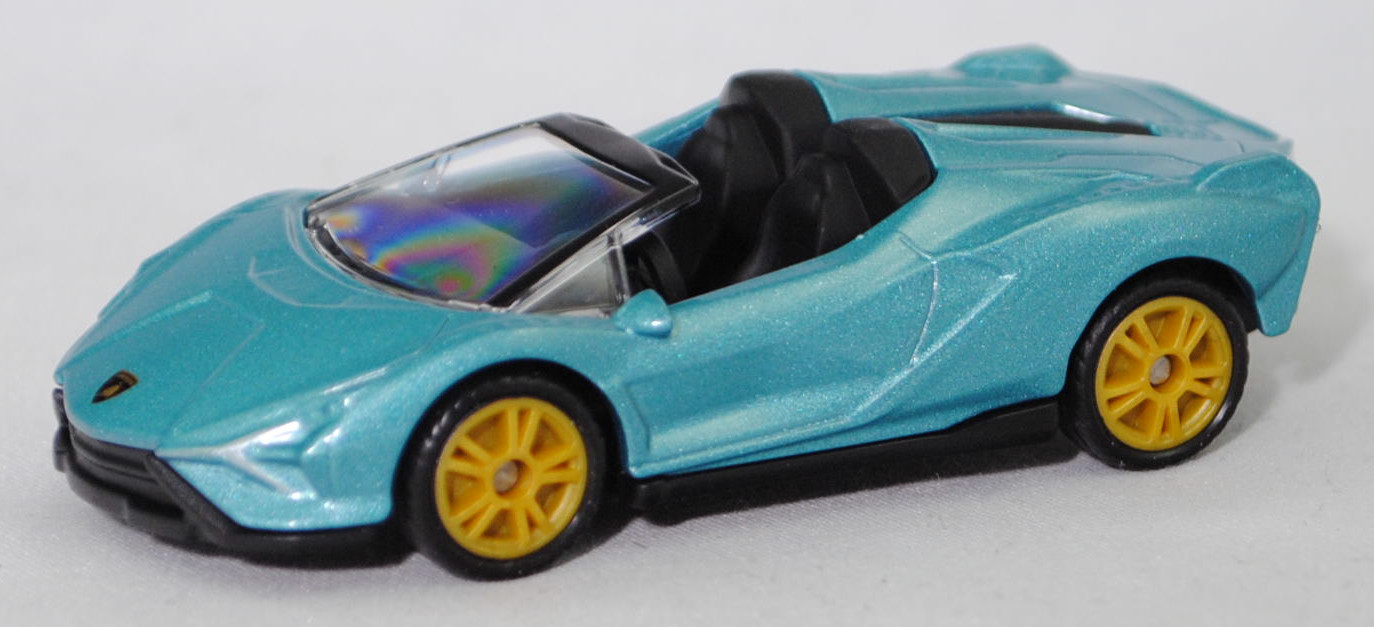 00000 Lamborghini Sián Roadster (1. Generation, Baureihe Sián Roadster, Modell 2020-), hell-wasserblaumetallic (blu uranus matt), innen schwarz, SIKU SUPER, 1:62, P29f