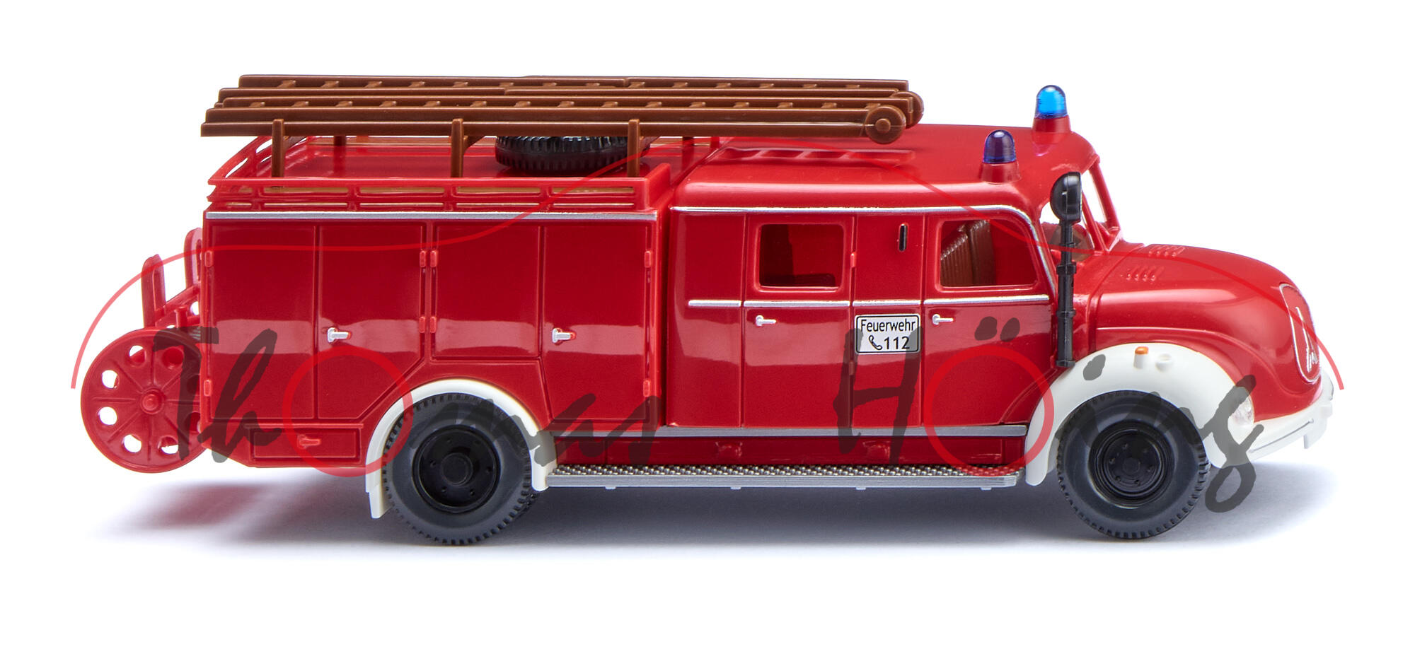 Feuerwehr - Löschgruppenfahrzeug LF 16 auf Fahrgestell Magirus-Deutz F Mercur 125 A (Modell 1958-1964),rot, Feuerwehr / C 112, Kotflügel weiß, Wiking, 1:87, mb