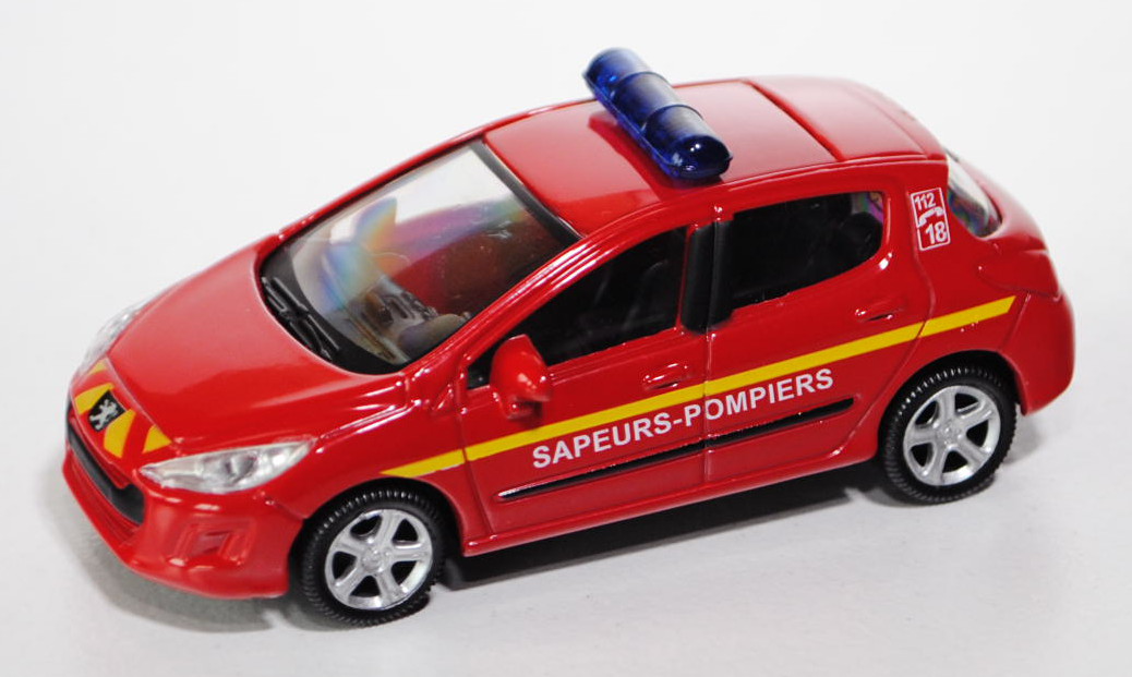 Peugeot 308, hell-karminrot, SAPEURS-POMPIERS / 112 C 18, 1:50, Norev EMERGENCY, mb