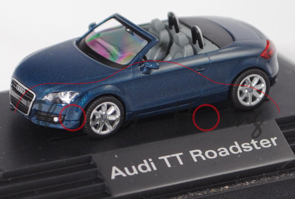 Audi TT Roadster (Typ 8J, Vorfacelift, Modell 07-10), petrolblau perleffekt, Wiking, 1:87, Werbebox