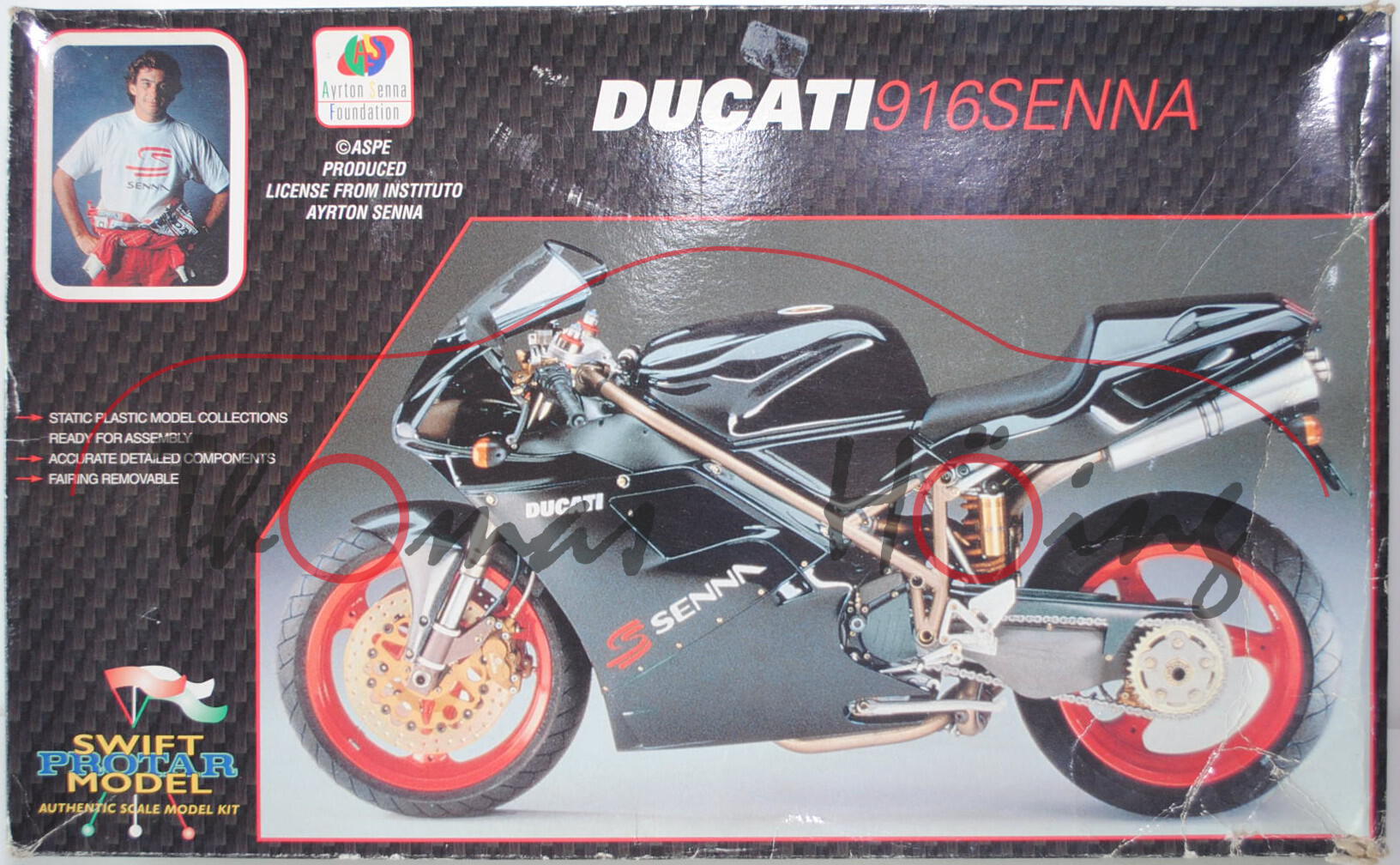 Ducati 916 Senna, Baujahr 1997, Modell 1995-1998, schwarz/gold, Bausatz, ohne Aufkleber / Decal, PRO