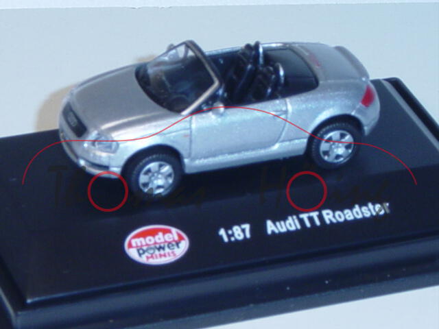 Audi TT Roadster, Mj. 99, lichtsilber, model power MINIS, 1:87, mb