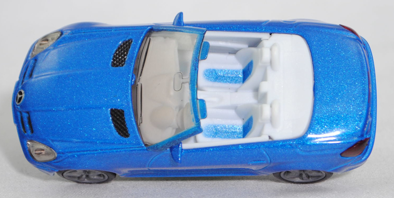 00014 Mercedes-Benz SLK 350 (interne Baureihenbezeichnung R 171, Vor-MoPf,, Modell 2004-2008), hell-verkehrsblaumet., innen weiß/blaumet., Bpr. 1002, SIKU, 1:55, P29e