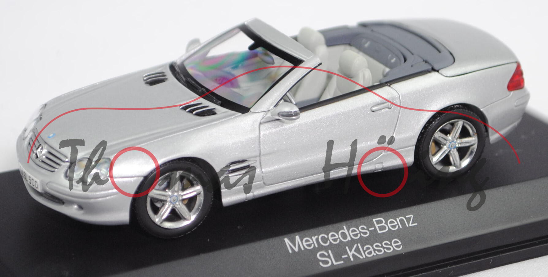 Mercedes-Benz 500 SL (R 230, Modell 2001-2006), brillantsilber metallic, Norev, 1:43, Werbeschachtel