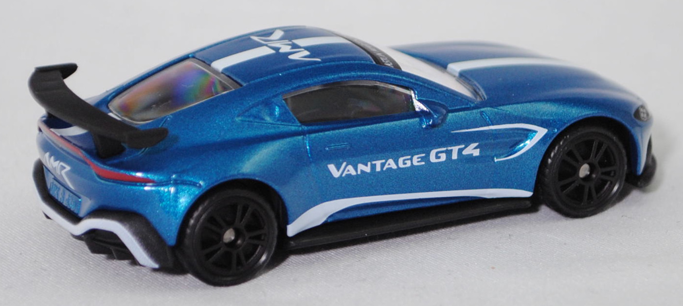 00000 Aston Martin Vantage GT4 (4. Generation, interne Baureihenbezeichnung AM6, Modell 2019-2024), dunkel-signalblaumetallic, VANTAGE GT4, SIKU SUPER, 1:53, P29f