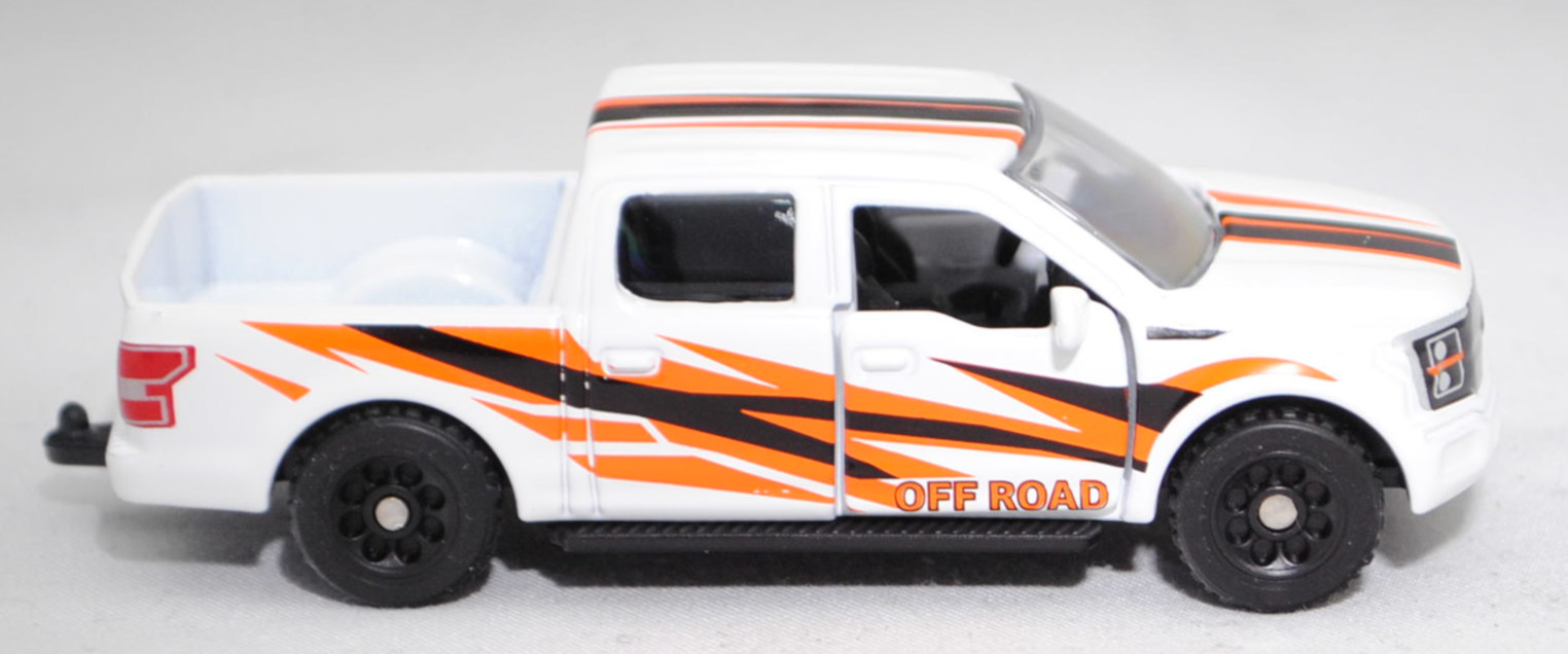 00000 Ford F-150 LARIAT STANDARD V8 SuperCrew mit 5,5 Ft Ladefläche (13. Generation, Modell 2018-2020), reinweiß, OFF ROAD, SIKU SUPER, 1:71, P29f
