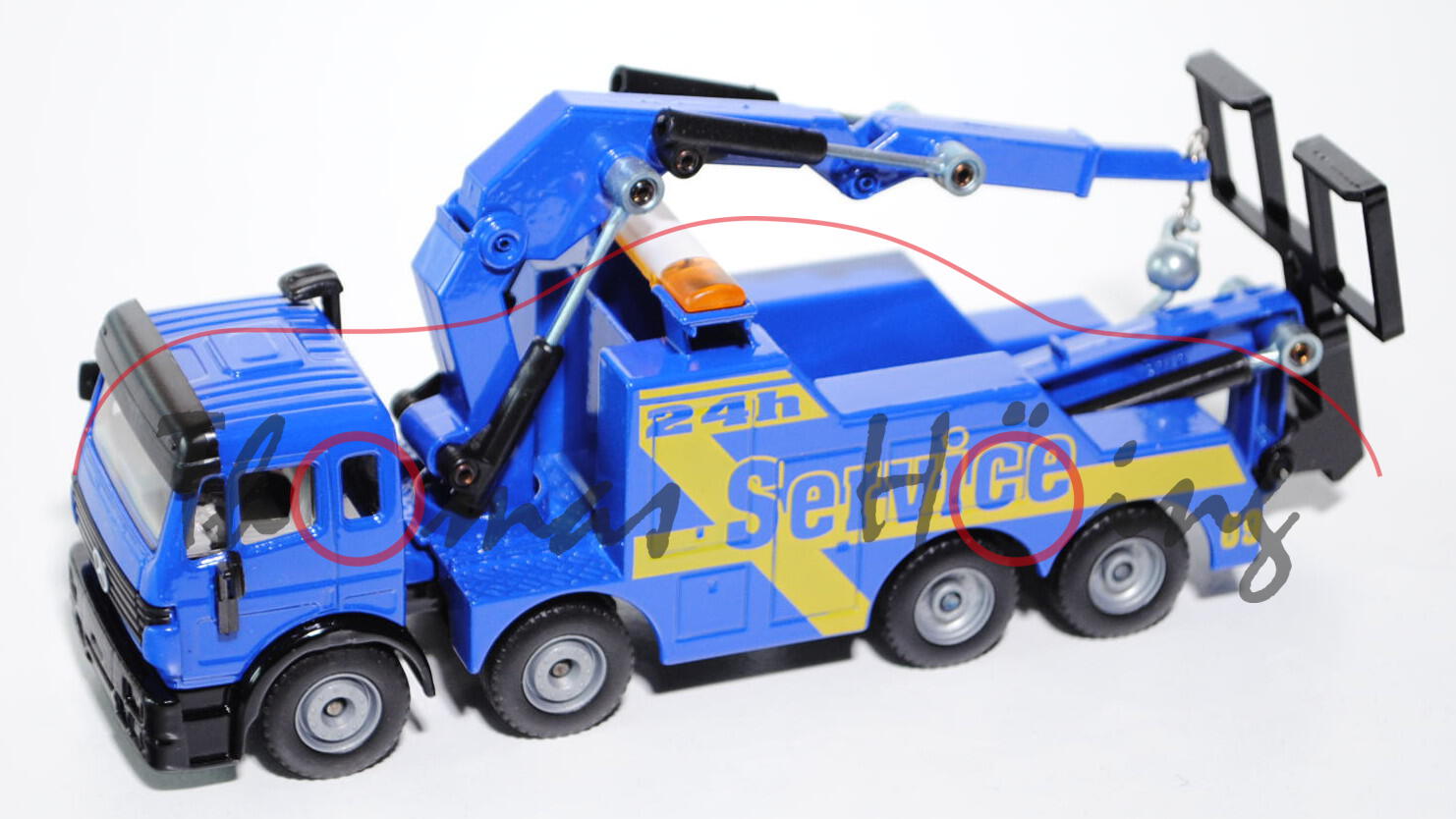 00600 Mercedes SK facelift Bergungskran, hell-ultramarinblau/scgwarz, 24h Service, 1:55, L15, GB