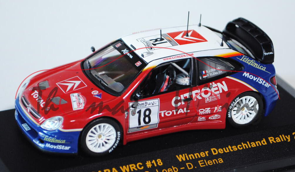 Citroen Xsara WRC 2003 (dreitüriges Schrägheck, Coupé), Modell 1998-2004, reinweiß/feuerrot/ultramar