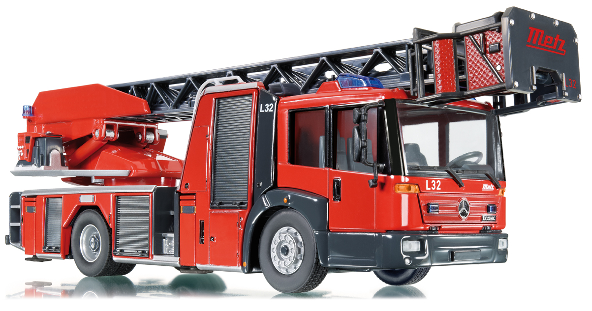 Mercedes Econic Metz Feuerwehr DL 32, feuerrot/schwarz, Wiking, 1:43, mb