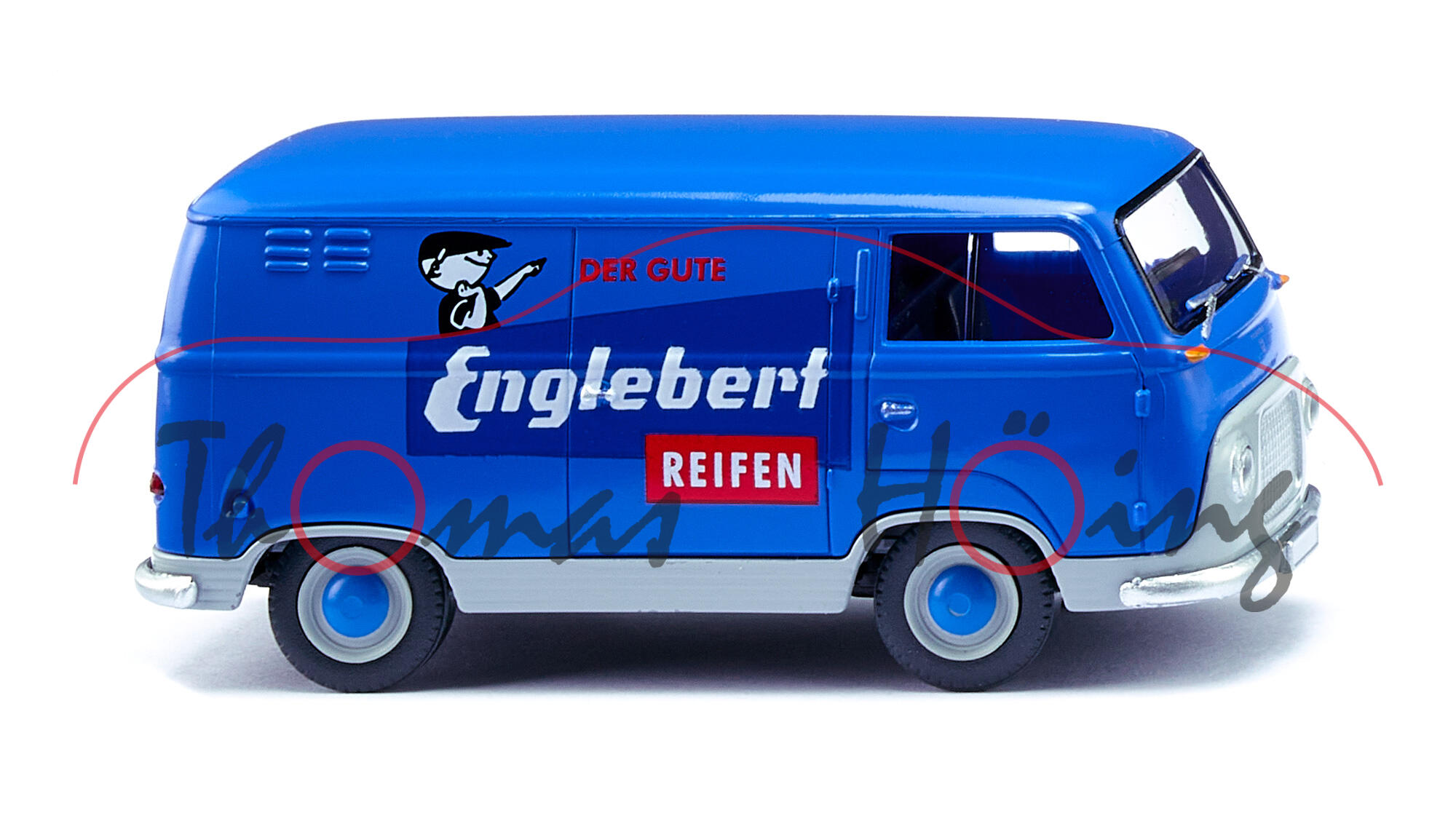 Ford Taunus Transit Kastenwagen TT 1000 (Mod. 61-65), blau/grau, Englebert / REIFEN, Wiking, 1:87, mb