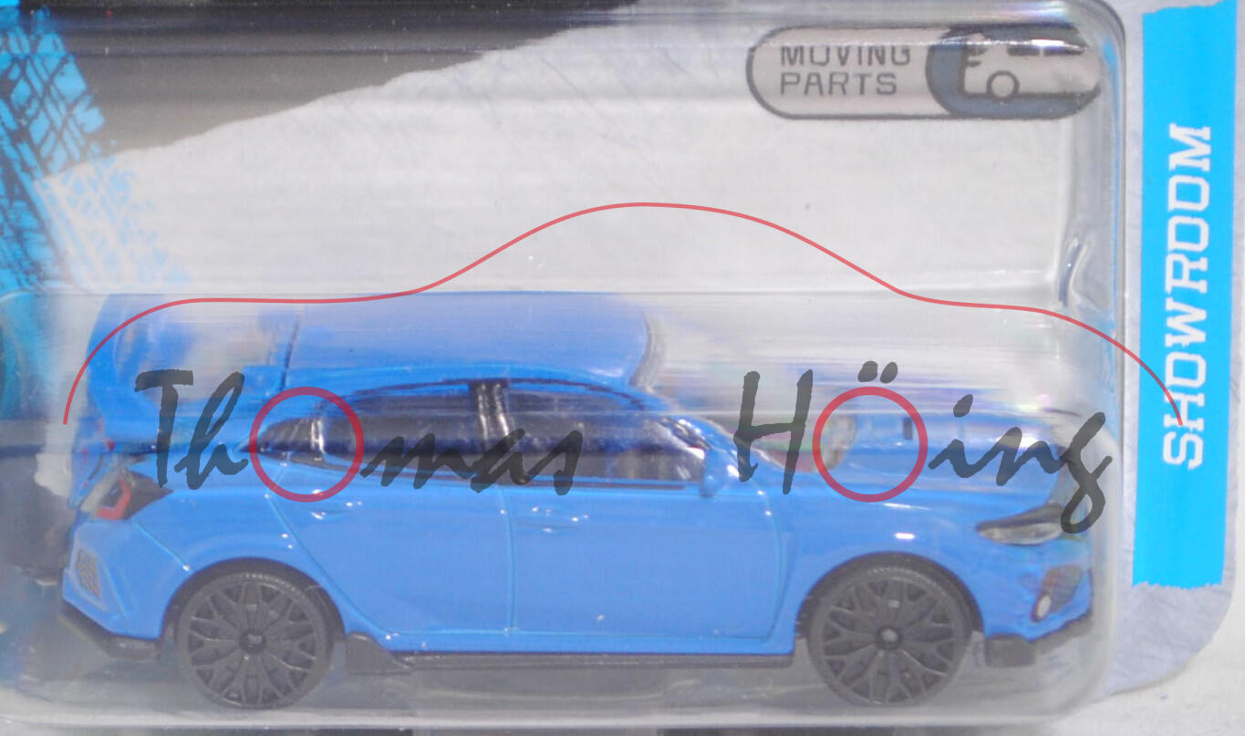 Honda Civic Type R (5. Generation Type R, FK8, Vorfacelift, Modell 2017-2020) (Nr. 220C), hell-signalblau, majorette, 1:58, Blister (SHOWROOM PREMIUM CARS)