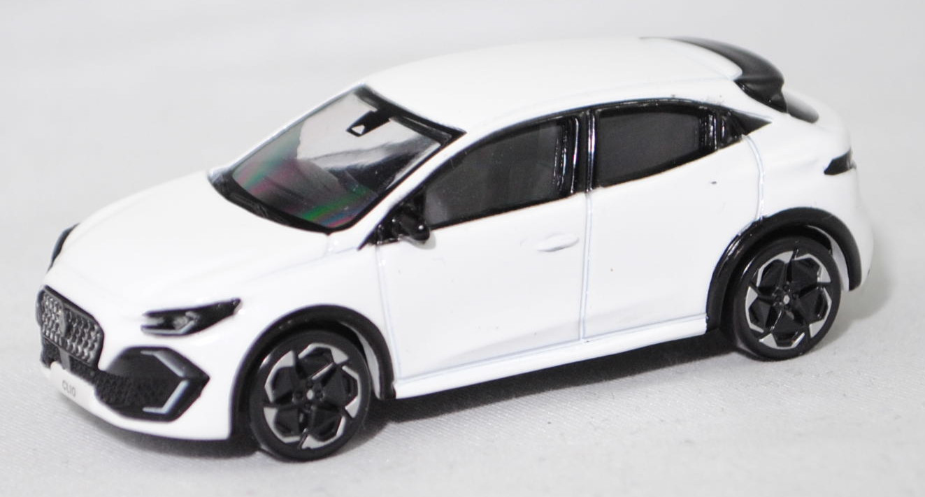 Renault Clio VI Full Hybrid E-Tech 160 Techno (6. Generation, R03, Phase I / Vorfacelift, Modell 2026-), arktis-weiß bzw. glacier white (Farbcode 369), Norev, 1:64, mb