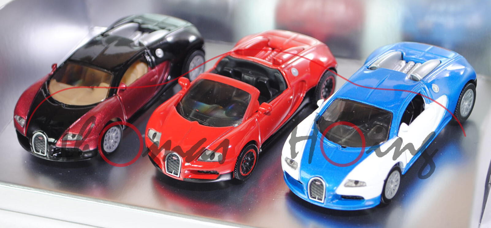 00700 Bugatti-Set 1: EB 16.4 Veyron + EB 16.4 Veyron Grand Sport, Werbeschachtel, Limited Edition