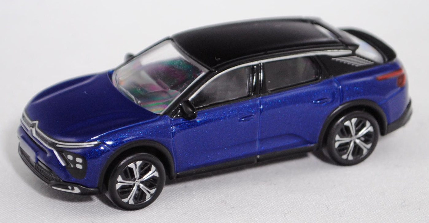 Citroen C5 X Shine Pack (3. Gen., Mod. 22-), magnetic-blau met./perla-nera-schwarz, Norev, 1:64, mb