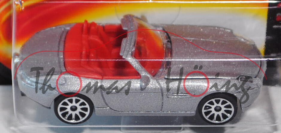 BMW Z8 (Typ E52) (Nr. 7), Modell 2000-2003, silbergraumetallic, majorette, 1:57, Blister