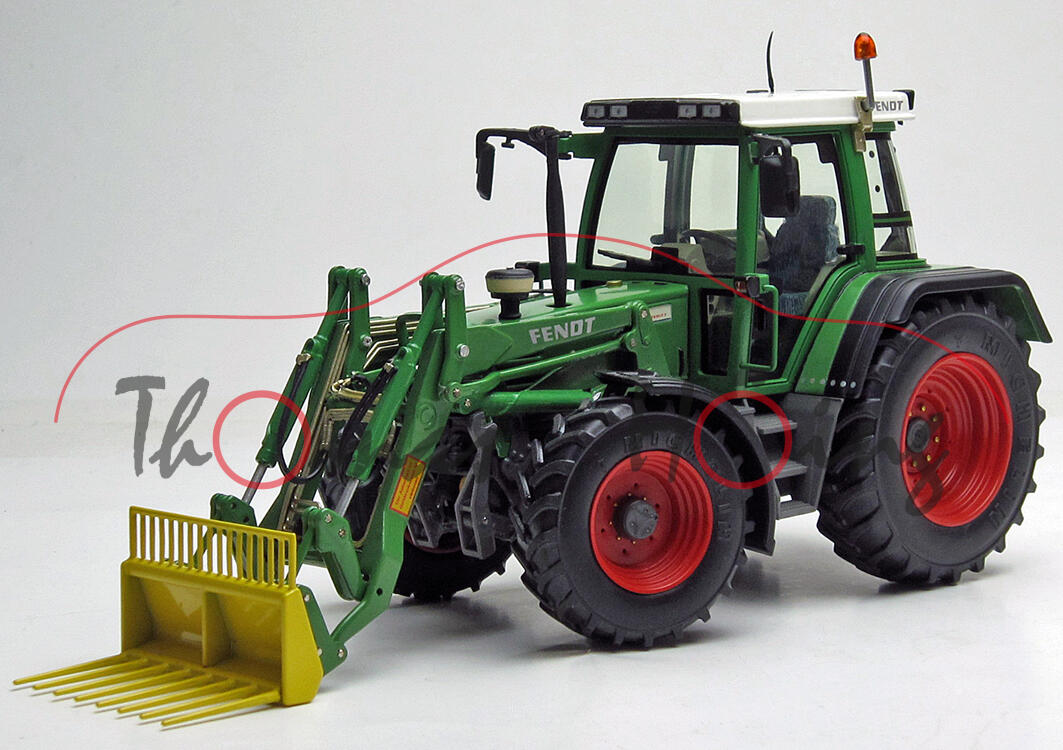 Fendt FAVORIT 510 C mit Frontlader (Ausführung 1993-1999), weiß/grün/schwarz, weise-toys, 1:32, mb