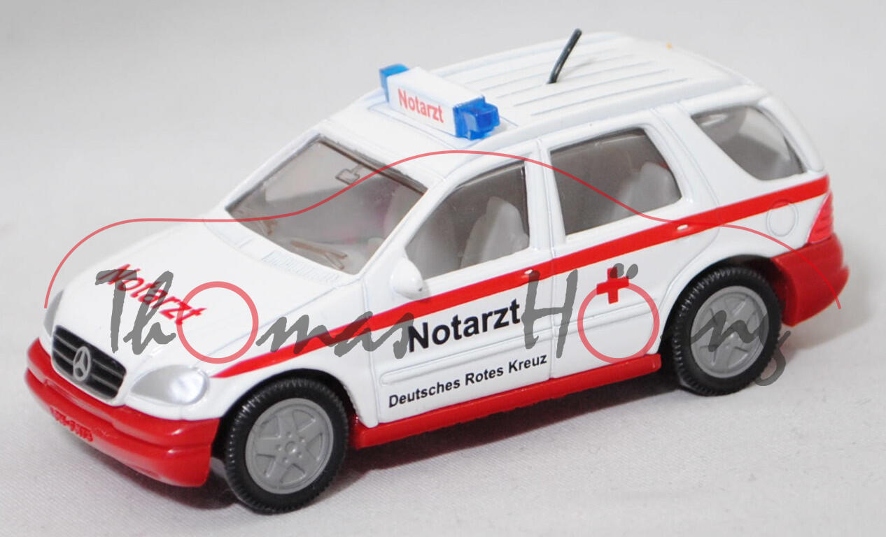 00000 Mercedes-Benz ML 320 (W 163, Mod. 97-01) Notarztwagen, weiß, Notarzt / Deutsches Rotes Kreuz, Bpr. 180 km/h, SIKU, 1:55