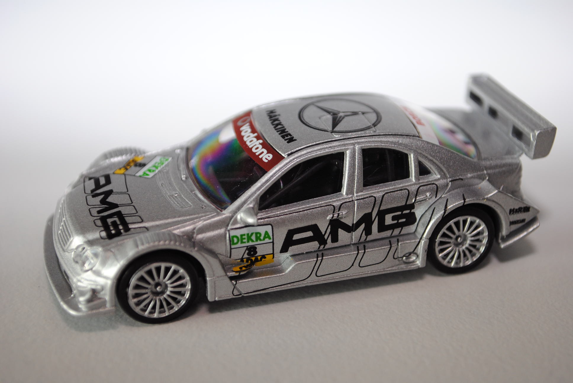 Mercedes AMG C-Klasse DTM, silbergraumetallic, AMG / DEKRA / ADAC / BOSCH / HÄKKINEN / Nr. 8, 1:50, 